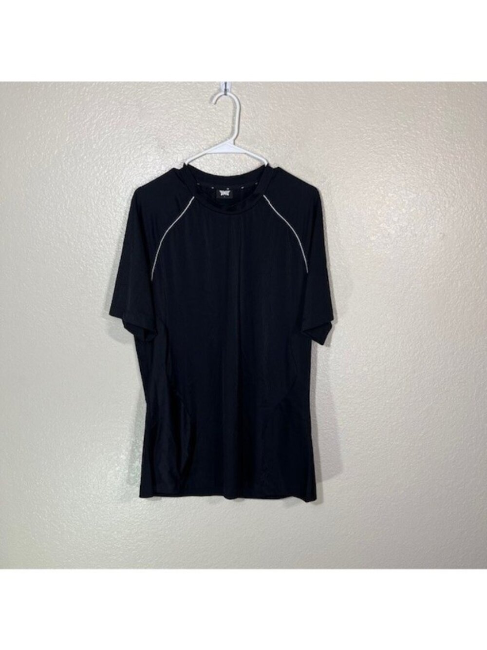 PXG Shirt Mens Large Ribbed Athletic Stretch Tee Black Golf Short Sleeve